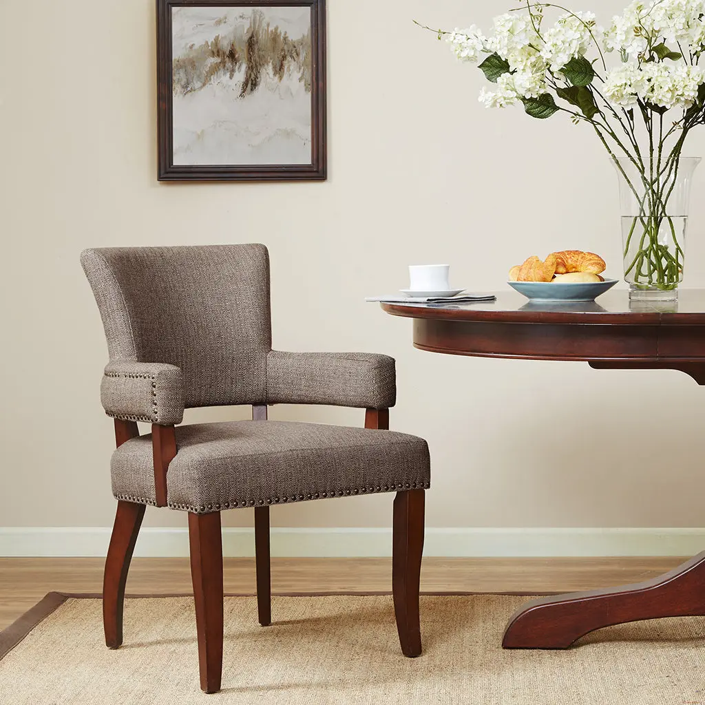 Brown Polyester Arm Dining Chair jla
