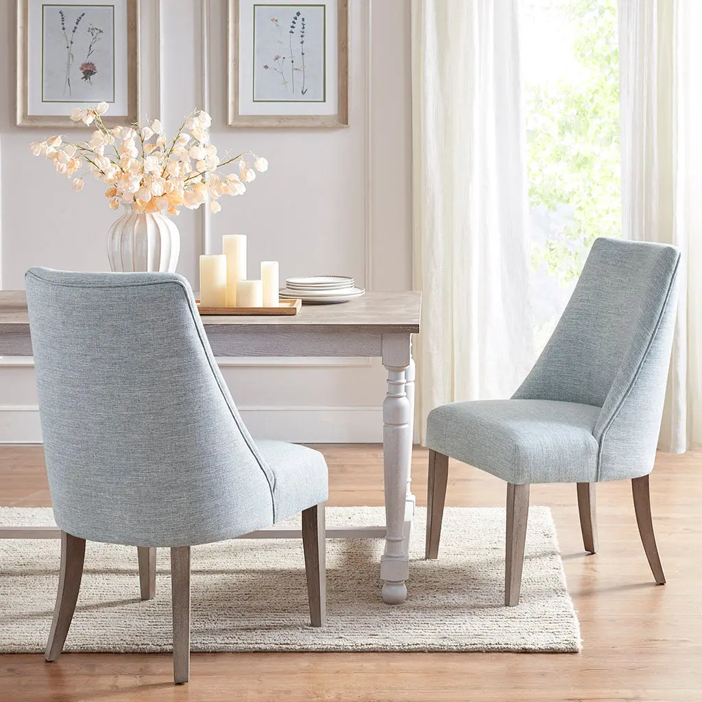 Upholstered Dining Chair Set 2 Light Blue Polyester jla