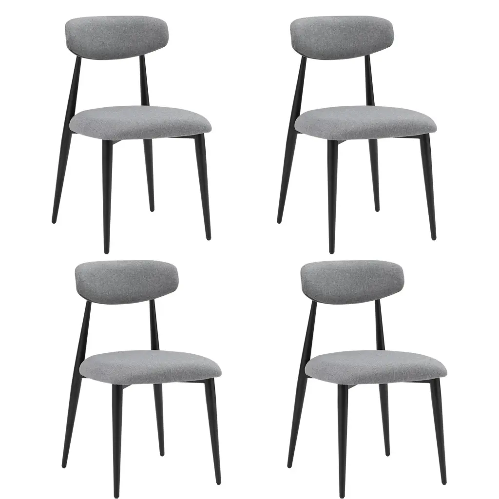 Set 4 Modern Dining Chairs Curved Backrest Upholstered Metal Legs justone interior