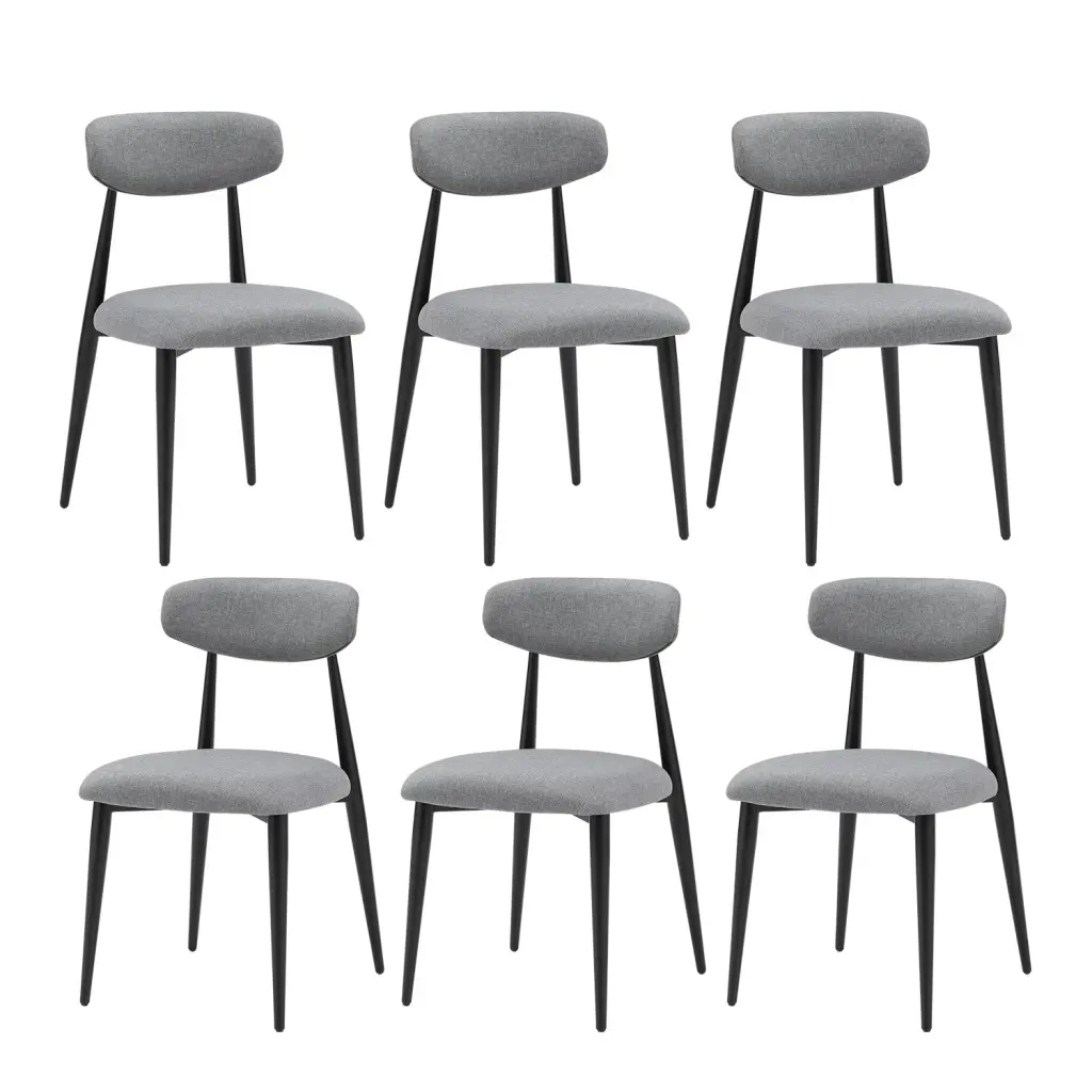 Set 6 Upholstered Dining Chairs Metal Legs Kitchen Seating justone interior