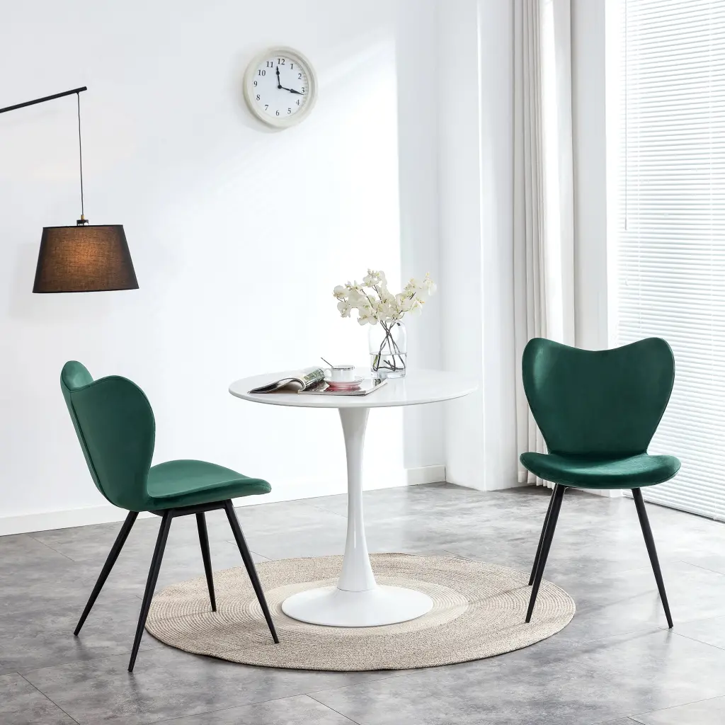 Dining Chairs Set 2 Dark Green Velvet Chair Modern Kitchen Chair Gold Legs jws-w241