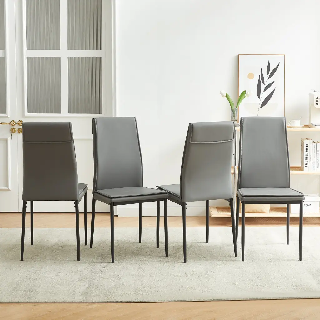 Dining Chairs Set 4 Grey Modern Kitchen Chairs Metal Legs jws-w241