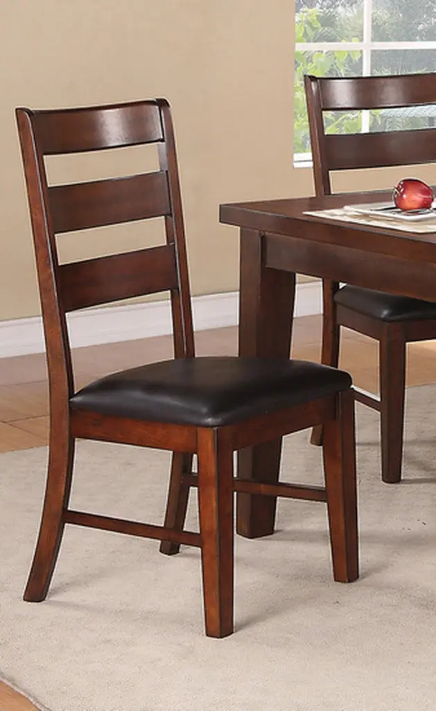 Antique Walnut Finish Solid Wood Set 2Pc Chairs Dining Chair Ladder Back Design kanepe
