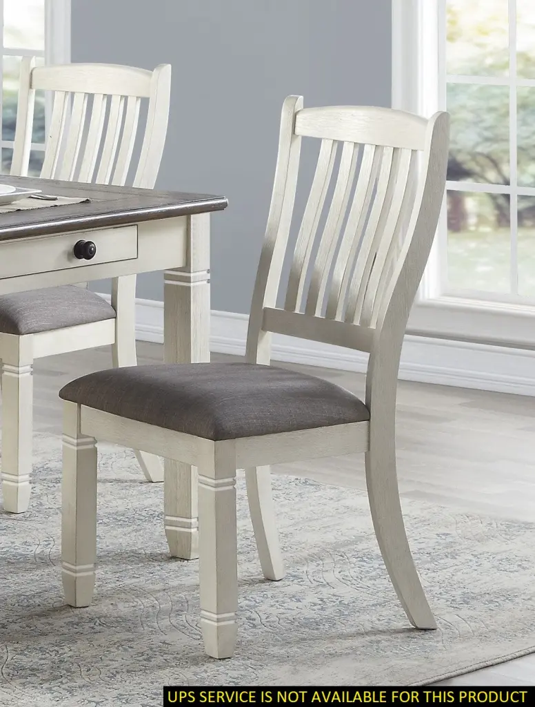 Antique White Finish Dining Side Chairs Set 2Pc Fabric Upholstered kanepe