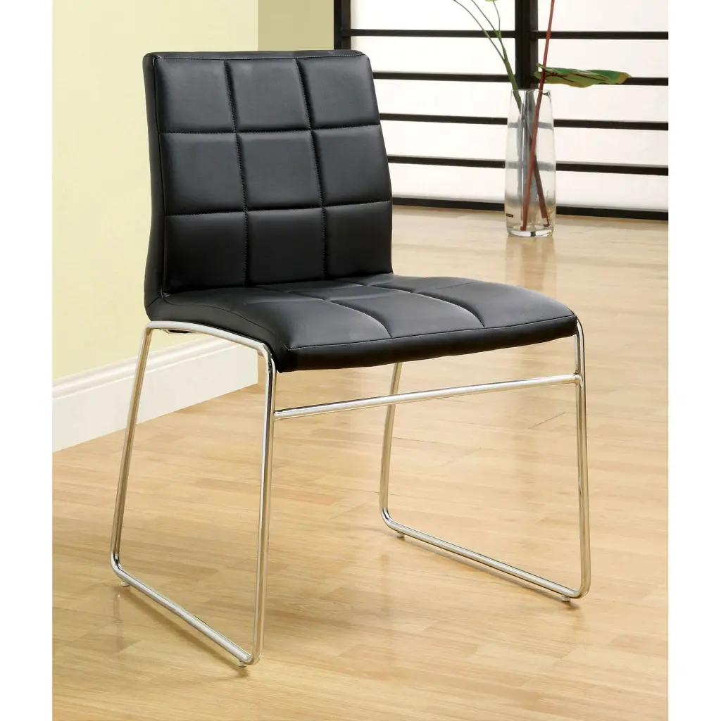 Black Hue 2 Piece Dining Chairs Chrome Metallic Legs kanepe