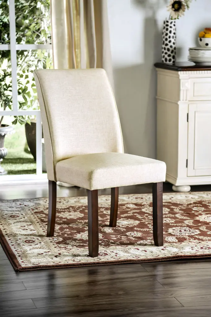 Classic Contemporary Ivory Material Set 2 Chairs Kitchen Dining kanepe