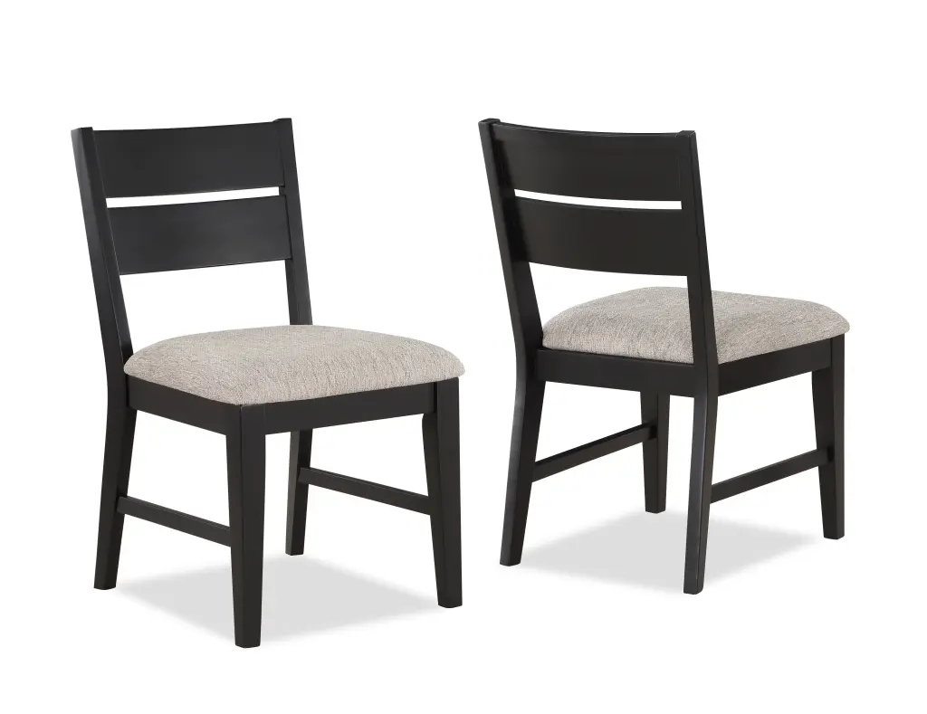 Contemporary 2-Piece Dining Side Chair Upholstered Seat and Ladder Back Dark Finish kanepe