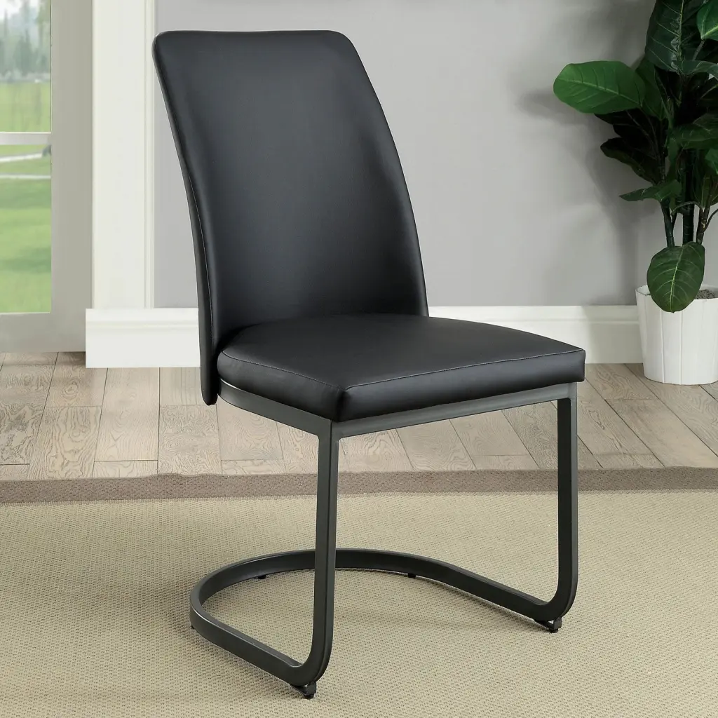 Contemporary Dark Gray Set 2Pc Side Chairs Kitchen Dining Room Metal Legs kanepe