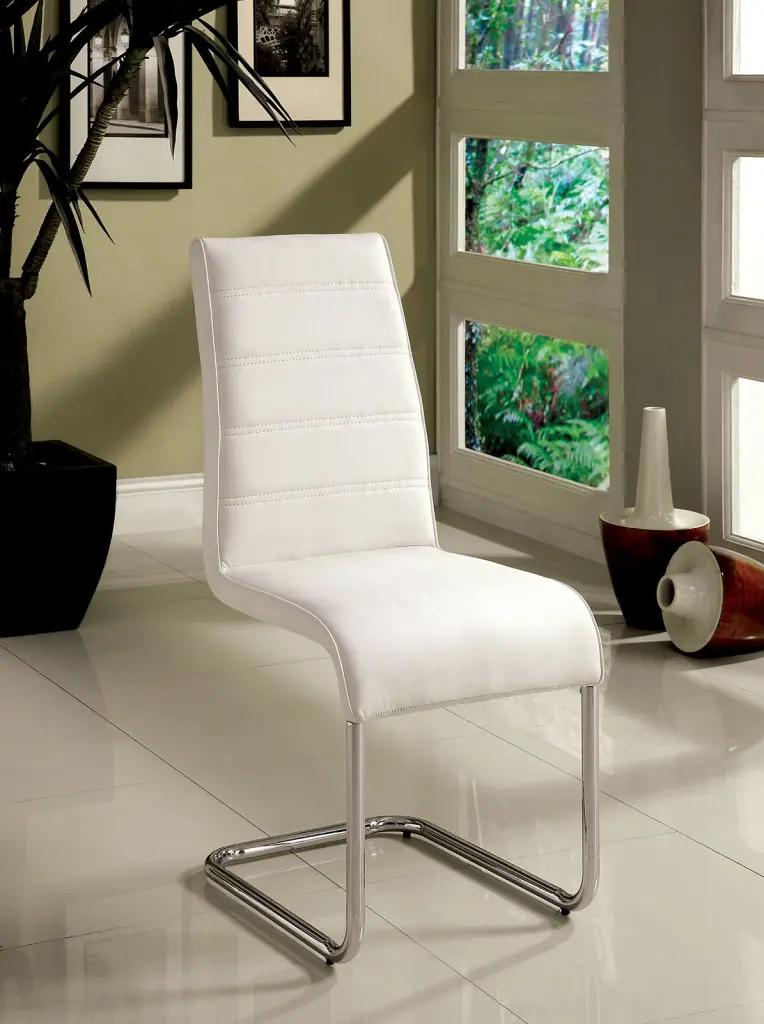 Contemporary White Padded Side Chairs Set 2 Kitchen Dining kanepe