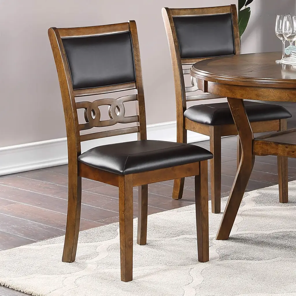 Dining Room Side Chairs Set 2 Walnut Finish Cushion Seats kanepe
