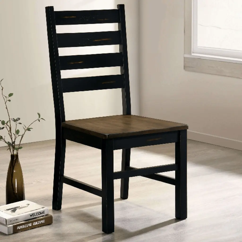 Industrial Style Dining Room Side Chairs Set 2 Black And Dark Wood Accent Chairs kanepe