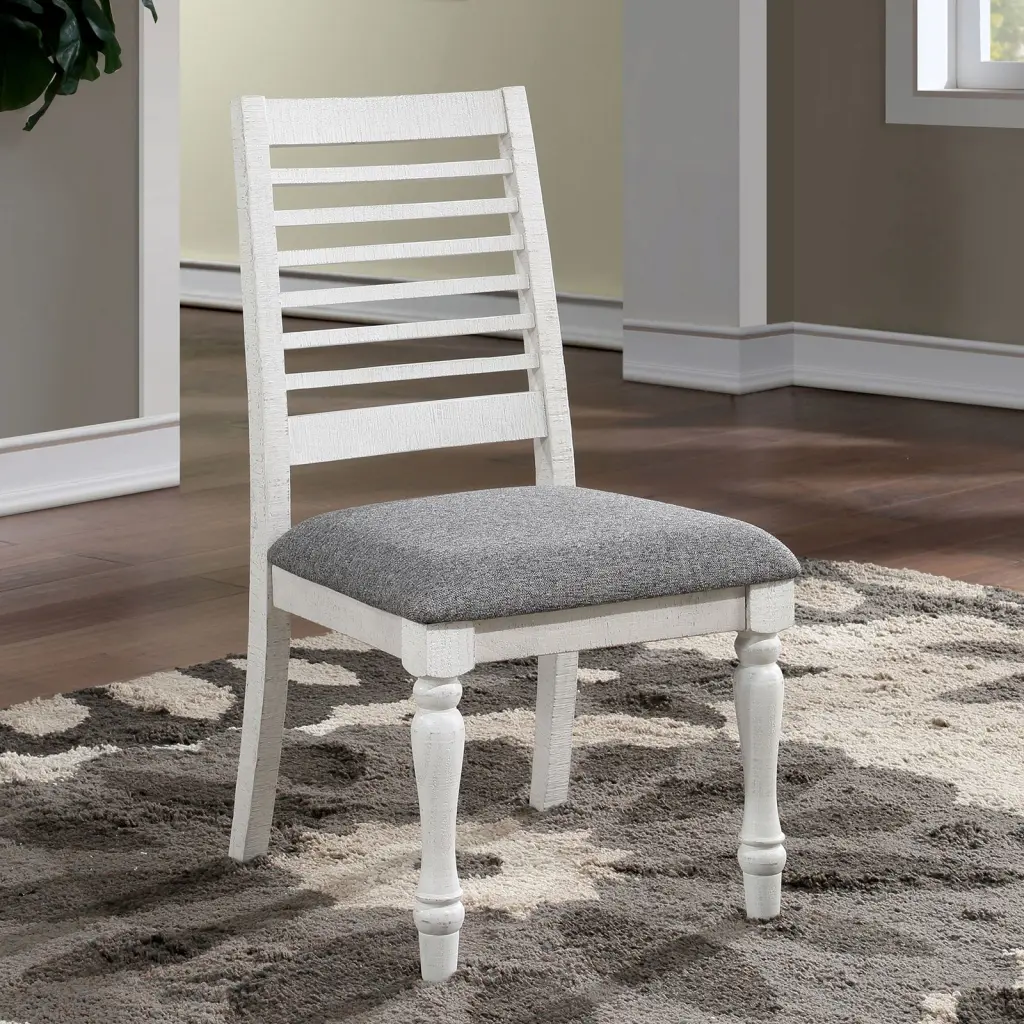 Majestic Rustic 2 Piece Dining Chairs Antique White Solid Timber Gray Finish kanepe