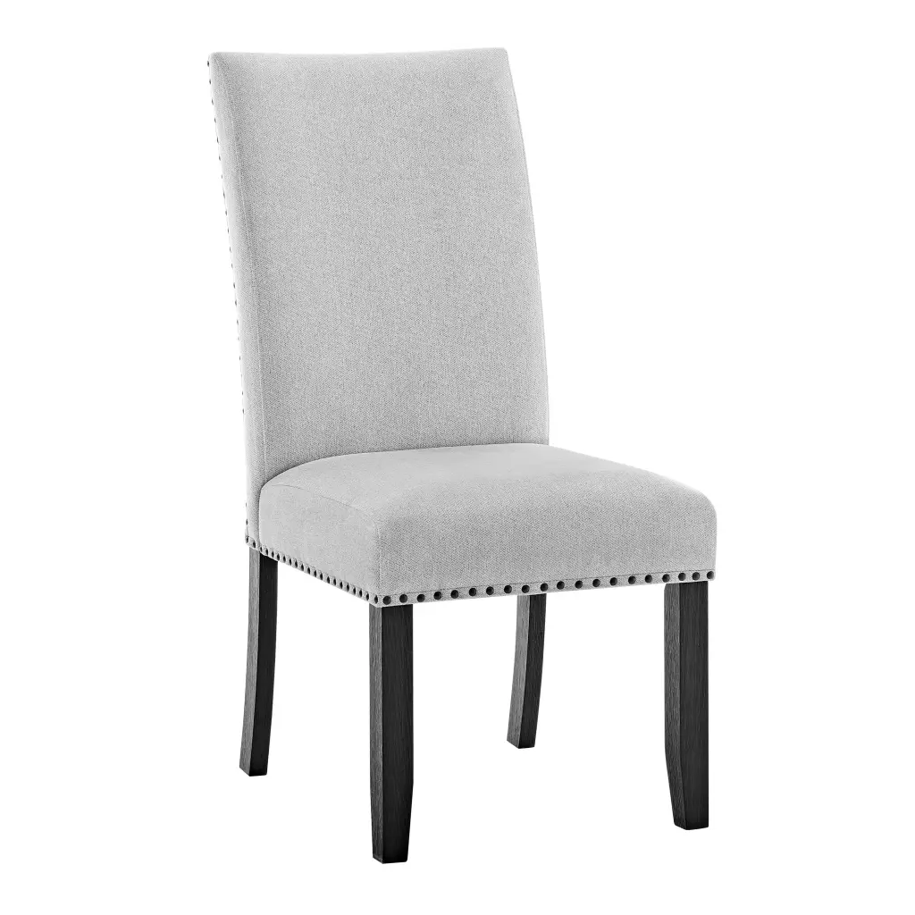 Modern 2Pc Light Gray Fabric Side Chair Full Back Upholstered kanepe