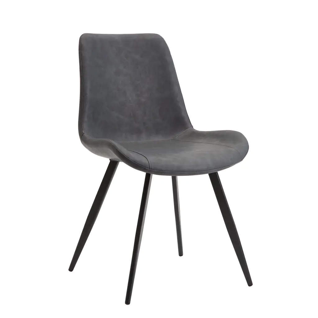 Modern Design Dining Chairs 2Pc Set Gray Faux Leather Upholstery Black Frame kanepe