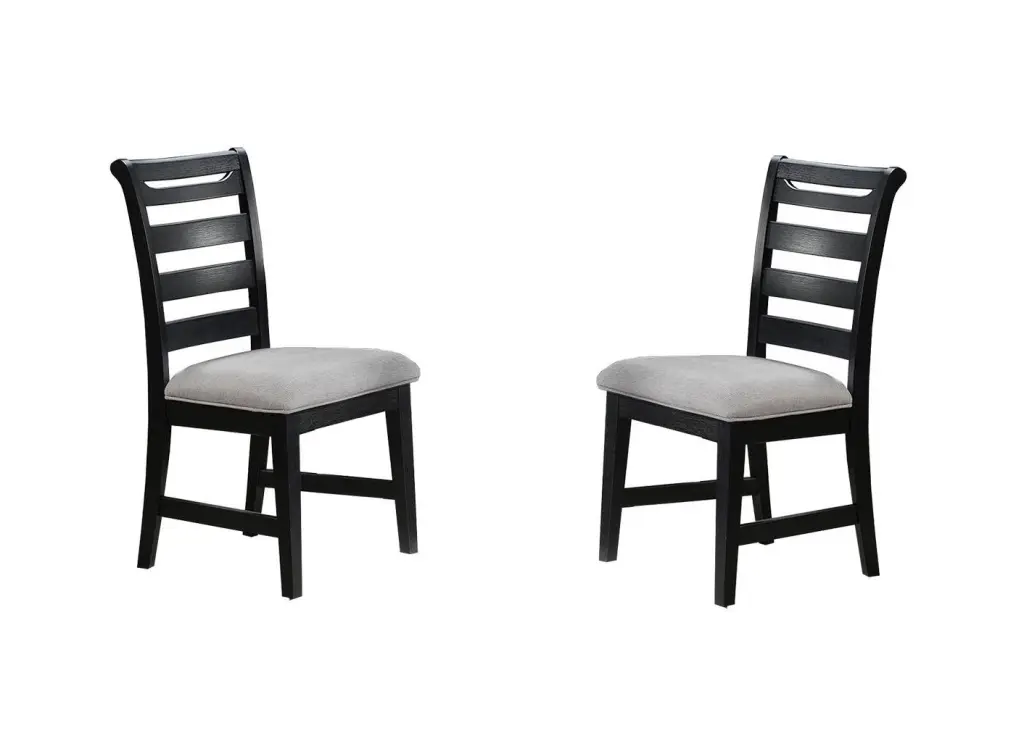Modern 2 Piece Dining Chairs Black Ladder Back Frame Upholstered Cushion Seats kanepe