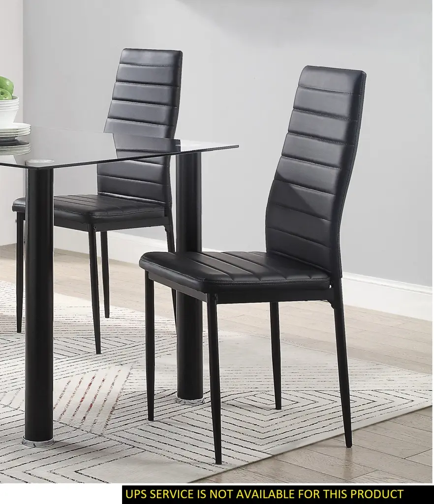 Modern Style Black Metal Finish Side Chairs 2 Piece Set Faux Leather kanepe