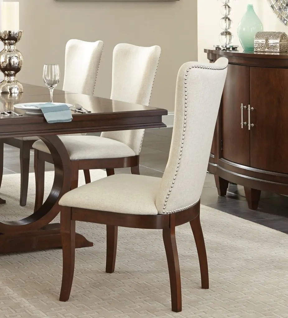 Modern Traditional Side Chairs Set 2 Off White Upholstered kanepe