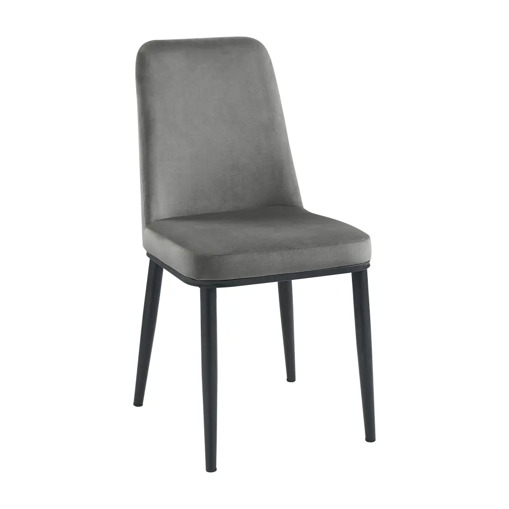 Polished Gray Velvet Side Chairs Set 2 Modern Dining kanepe
