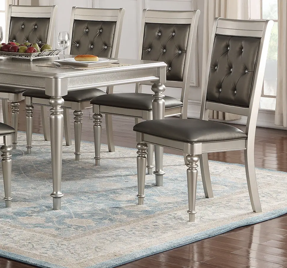 Premium Silver Accent Tufted Upholstered Chairs Set 2 Dining Side Chairs kanepe