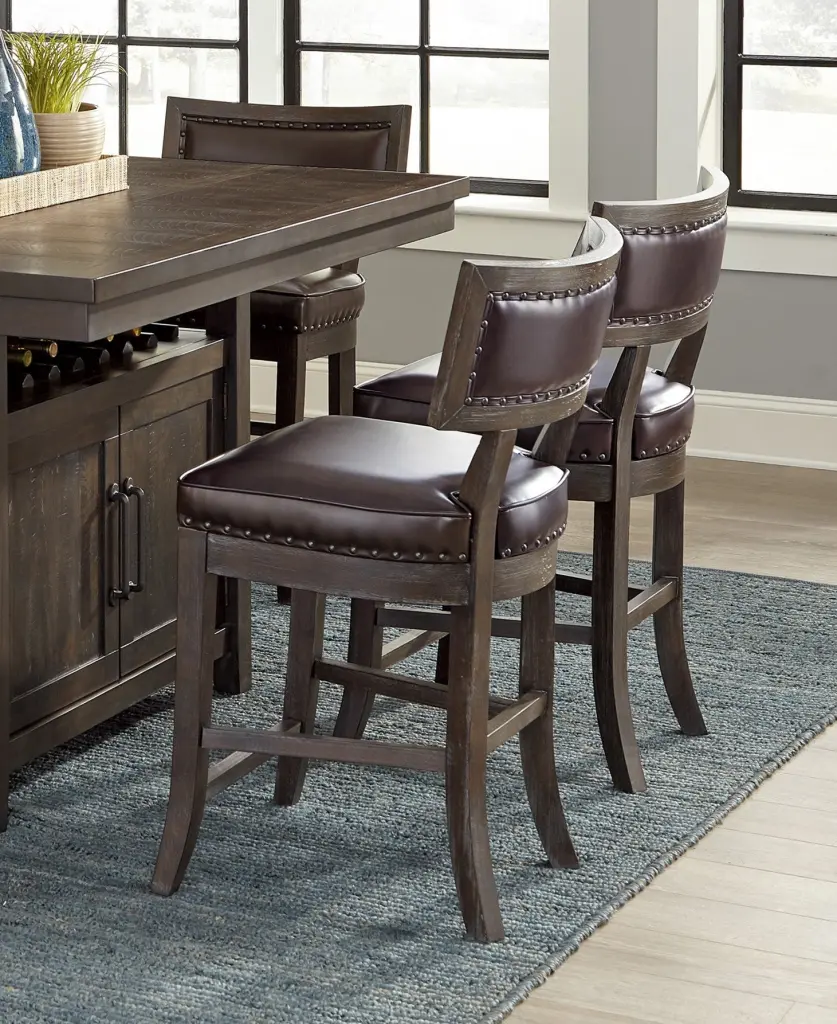 Rustic Dark Cherry Counter Height Chair Set 2 Wood Dining Chairs kanepe