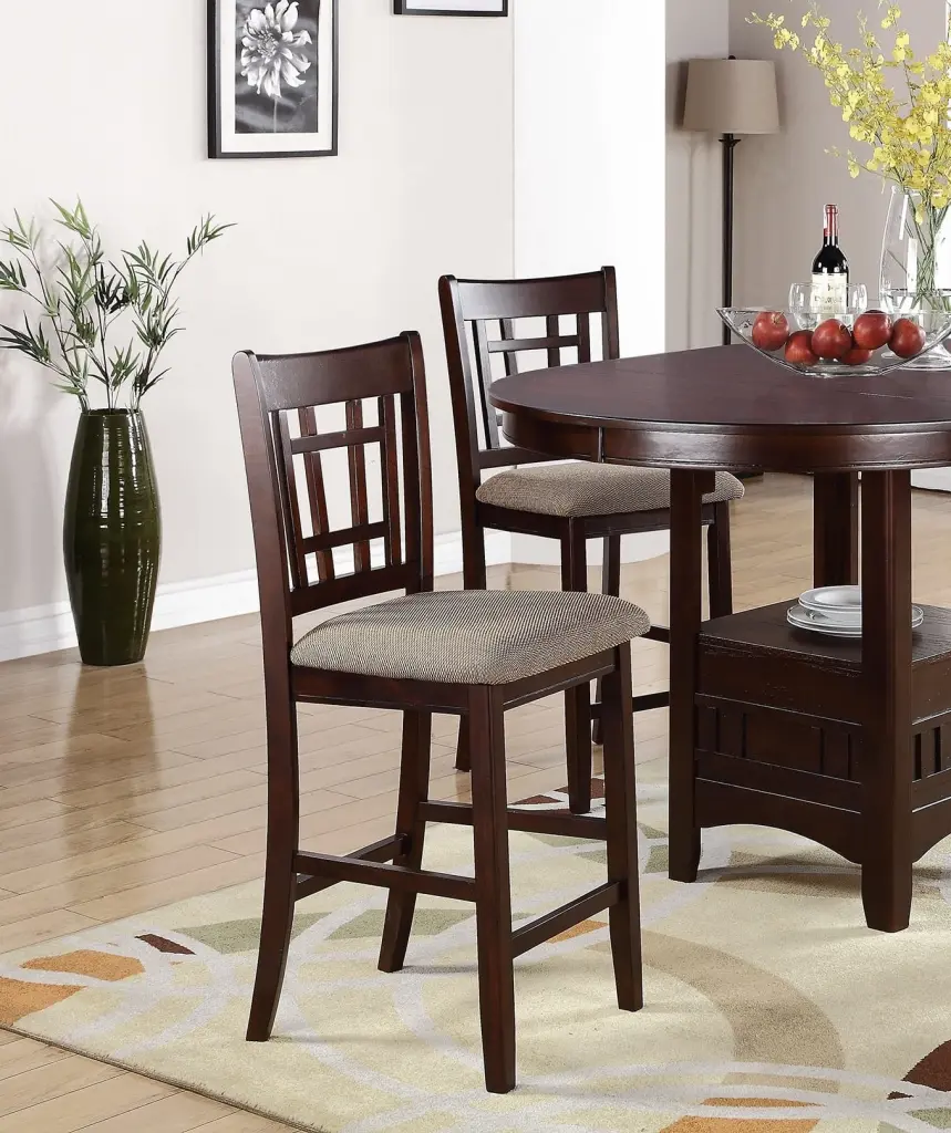 Set 2 Chairs Dining Room Home Decor Brown Solid Wood Counter Height kanepe