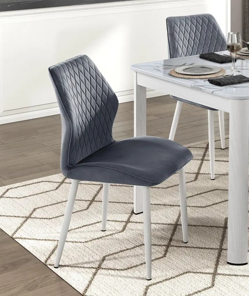Set 2 Modern Dark Gray Velvet Upholstered Dining Side Chairs kanepe