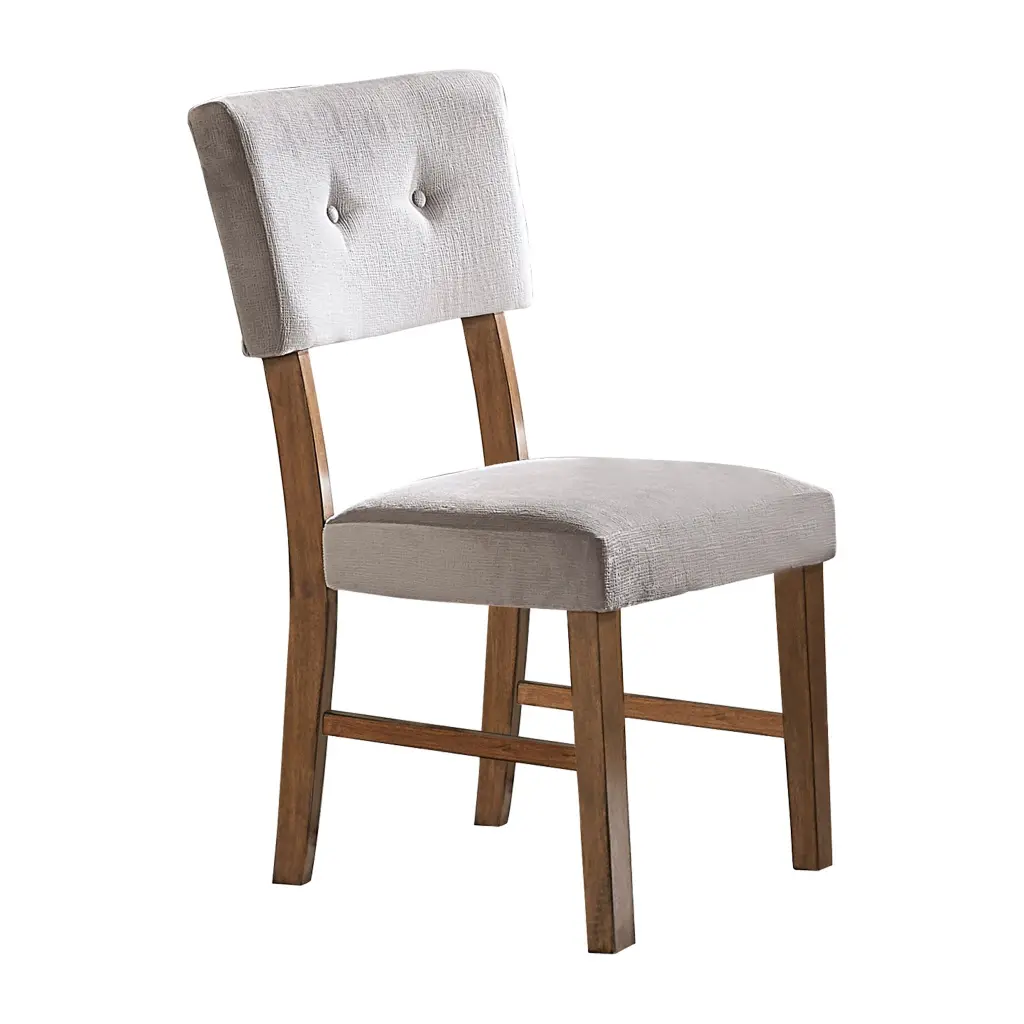 Timeless Light Oak Finish Dining Chairs Set 2 Button Tufted Gray Upholstery kanepe