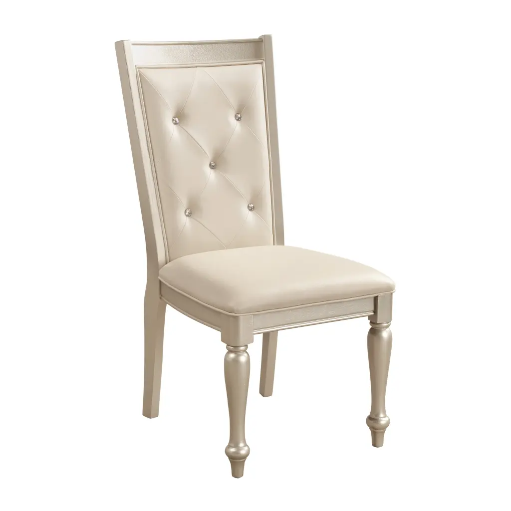 Traditional Silver Finish Dining Side Chairs 2 Piece Set Wood Frame kanepe