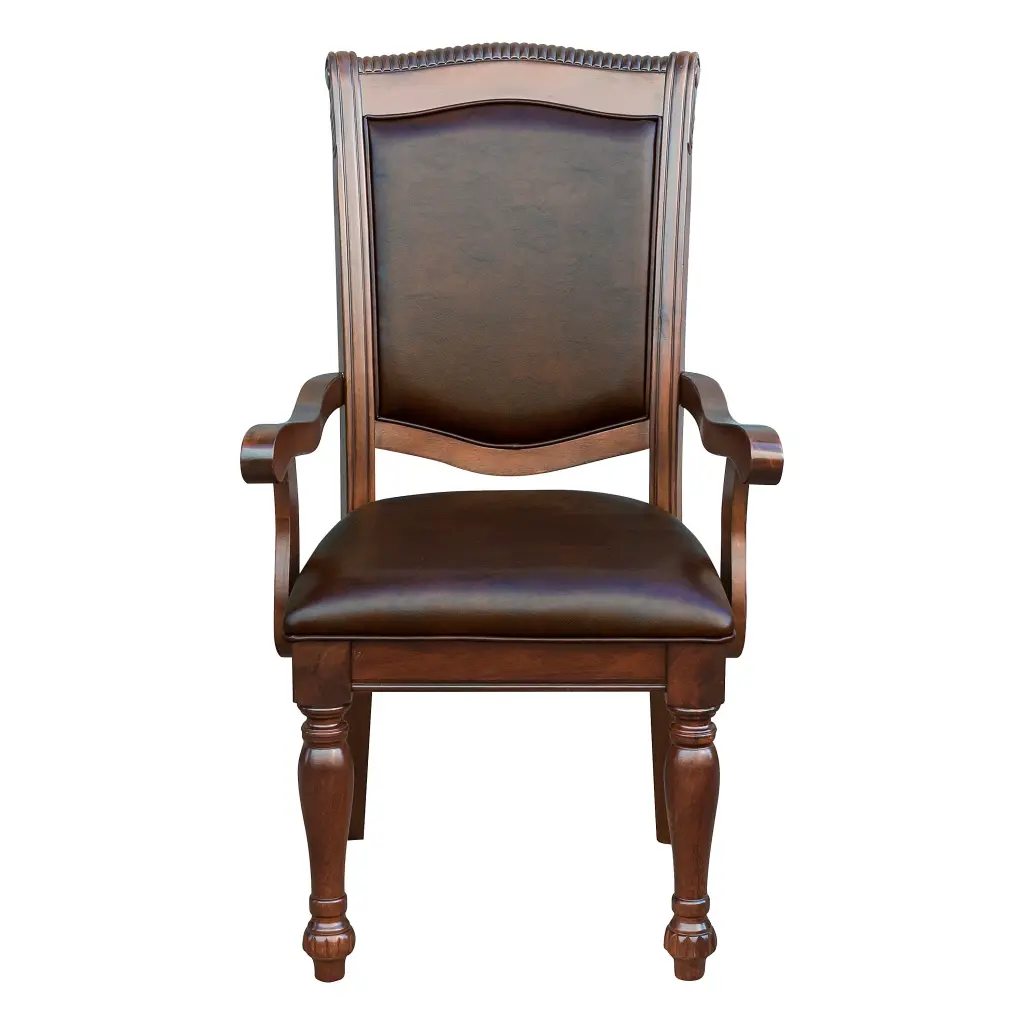 Traditional Style Upholstered Dining Armchairs Set 2 Brown Fabric kanepe