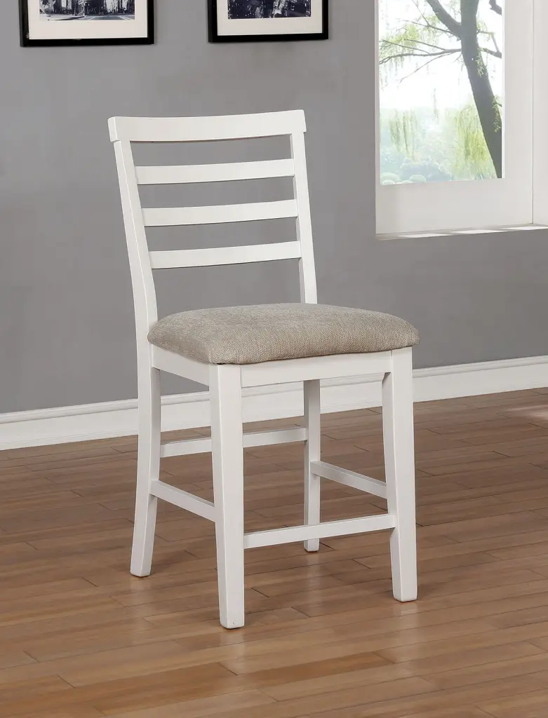 White Solid Wood Set 2 Counter Height Chairs Dining Room Kitchen kanepe