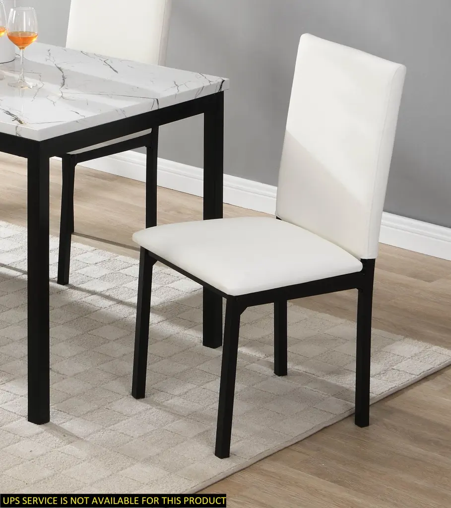 White Upholstered Side Chairs 4-Piece Set Black Metal Frame kanepe