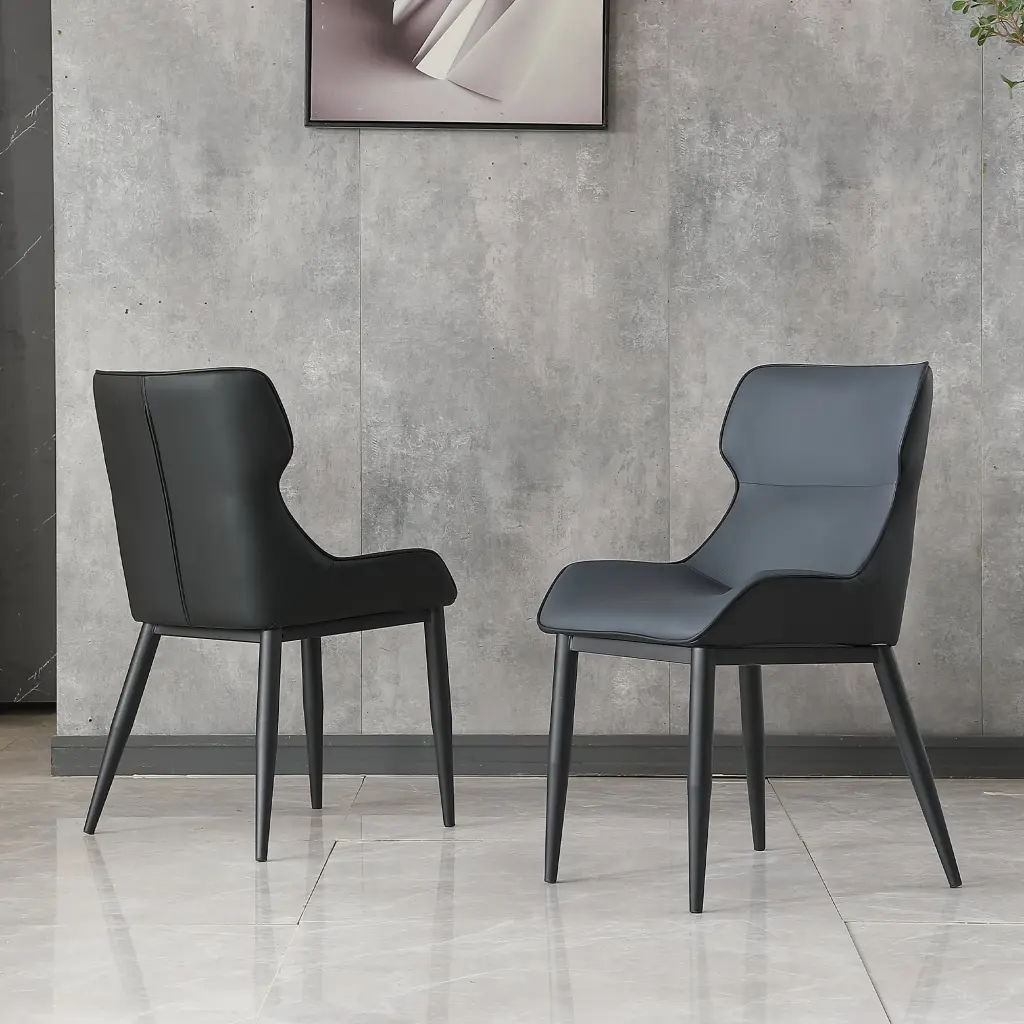 Set 2 Modern PU Hide Dining Chairs Metallic Legs Living Room leavader