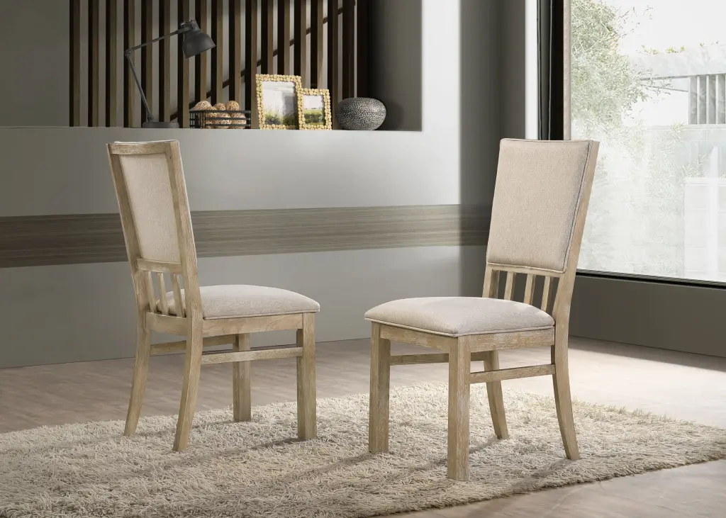 Brutus Set 2 Reclaimed Wheat 19 Inch Wide Contemporary Fabric Dining Chairs lilola home