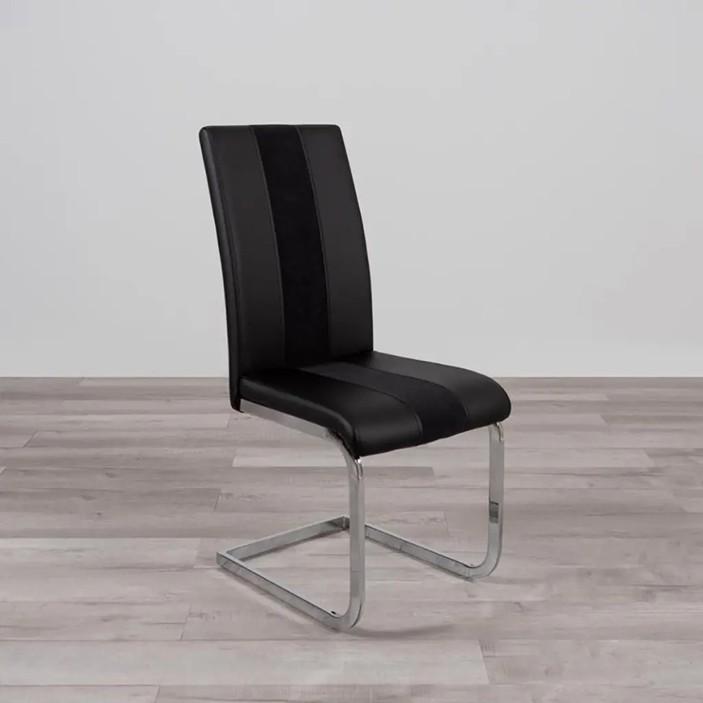 Altis Fabric Black Dining Chairs Kit 4 Black Stainless Steel Legs luxe modern furniture