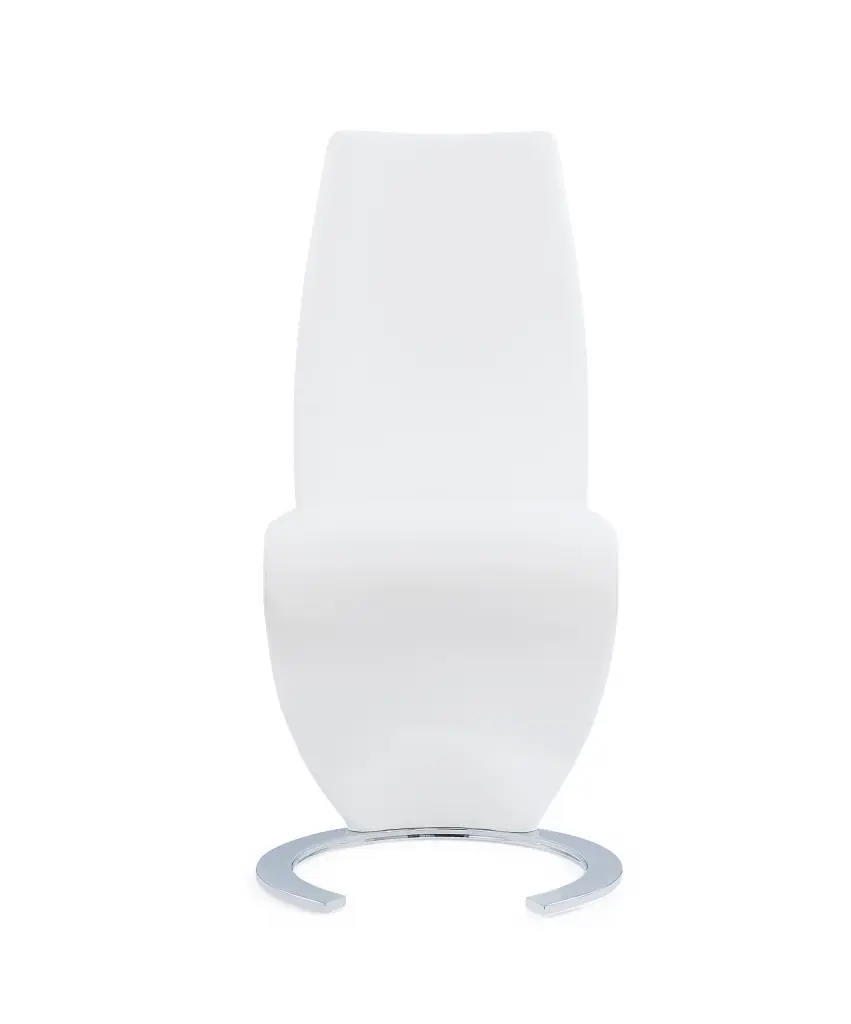 Marcus Horseshoe White Dining Chairs Kit 2 White Polyurethane Modern Kitchen Seating luxe modern furniture