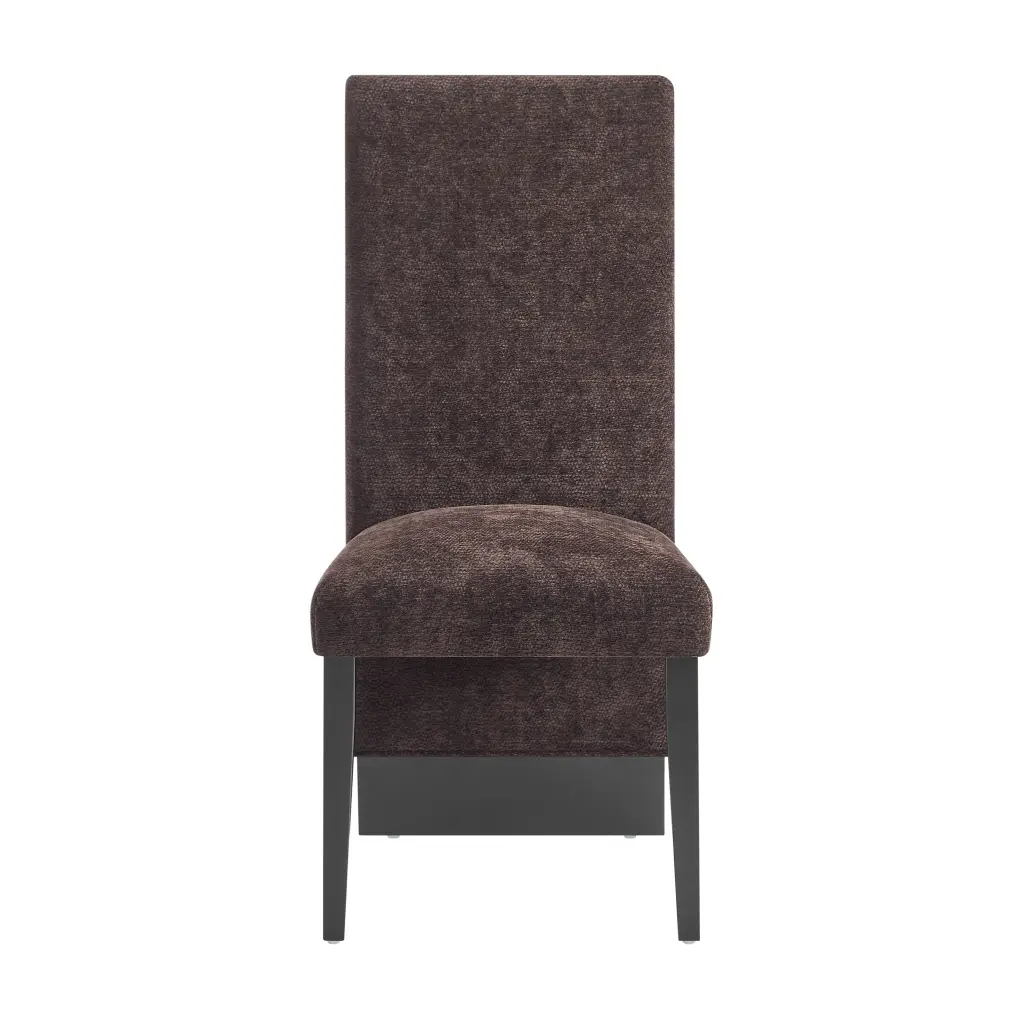 Stacey Brown Dining Chair Solid Brown Foam Wipe Clean Square Seat luxe modern furniture