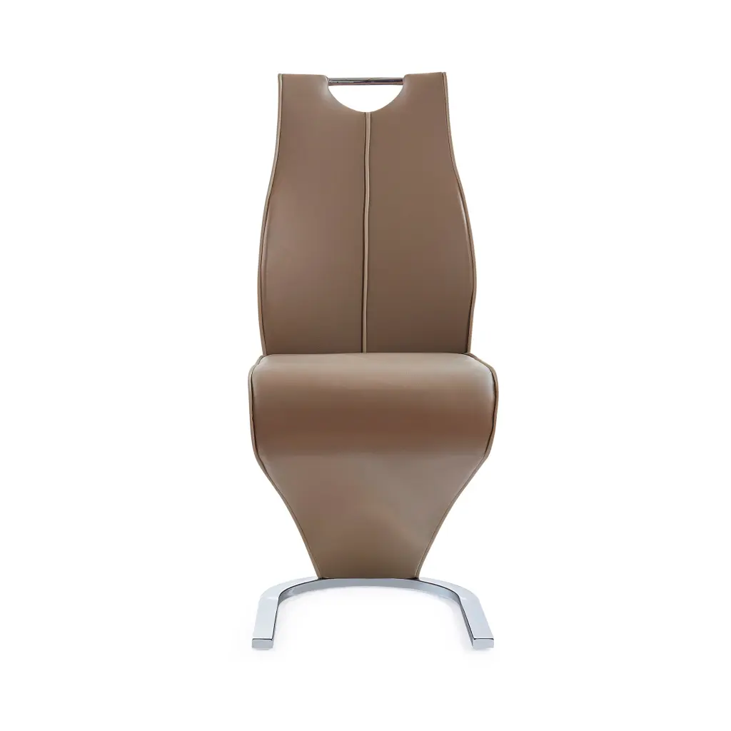 Tony Brown Dining Chairs Set 2 Brown Beige PU luxe modern furniture