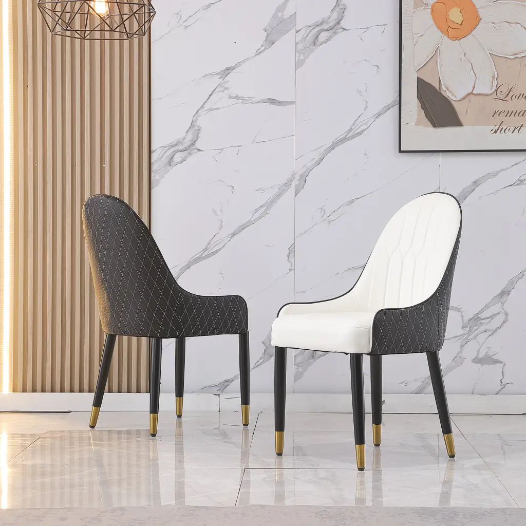 Black Dining Room Antique PU Leather Dining Chair montary