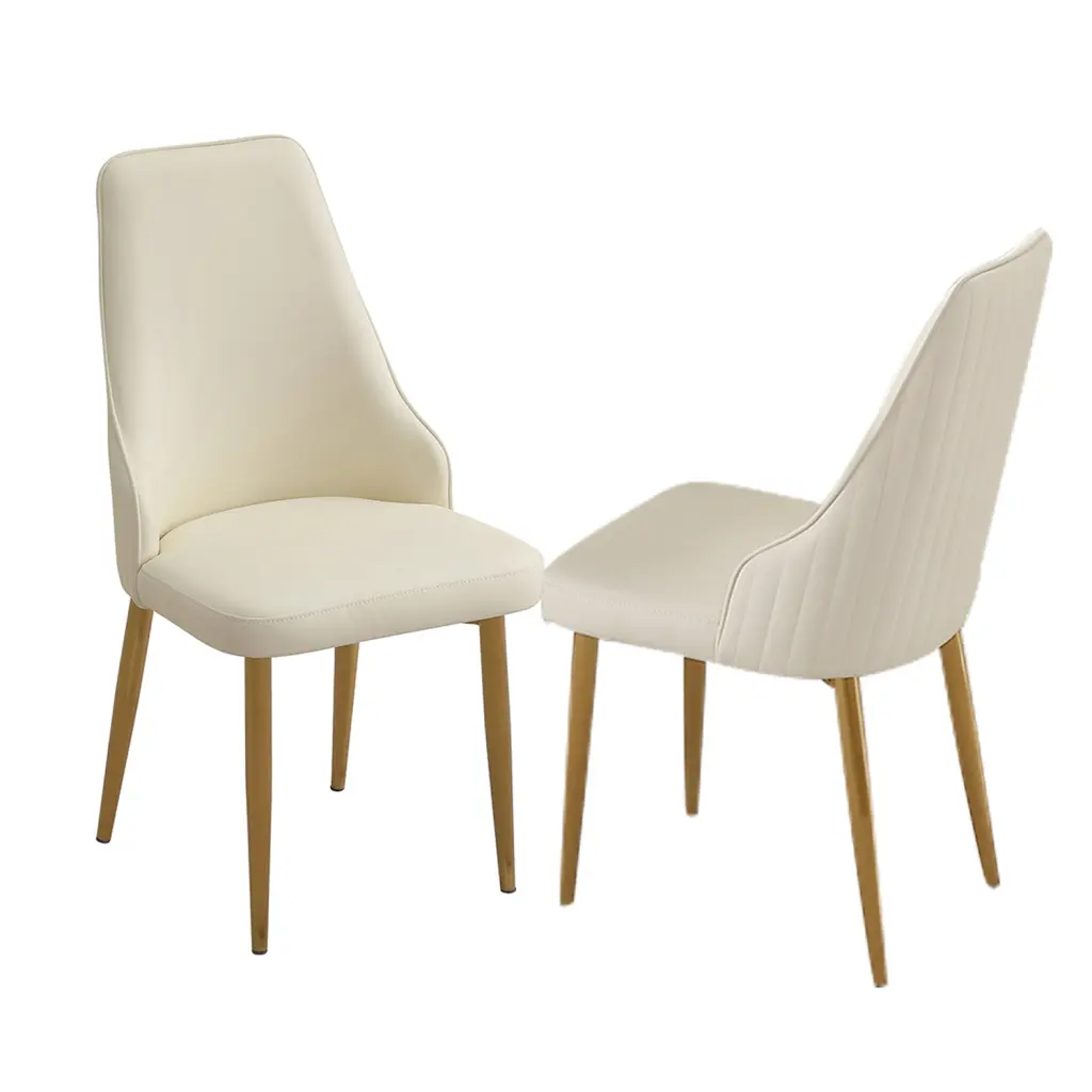 Dining Chair Pu Hide White Strong Metallic Legs Set 2 White Pu montary