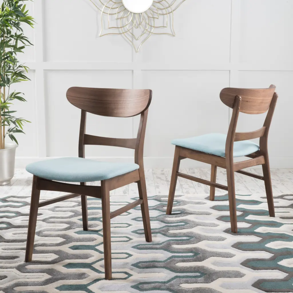 2 Pieces Dining Chairs Solid Wood Mint Fabric nh-bo-can