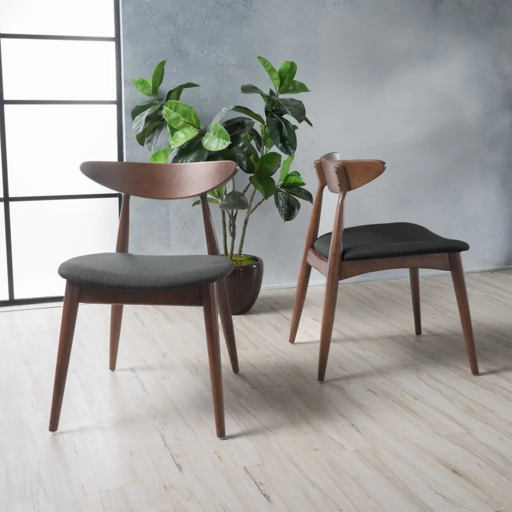 Chair Set 2 Charcoal Material Dining Room Chairs nh-bo
