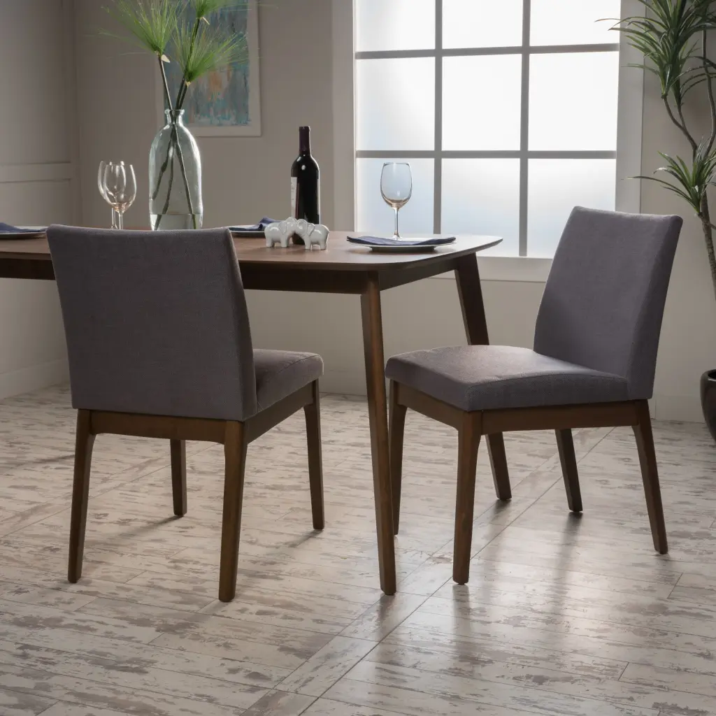 Dining Chair Set 2 - Dark Grey Modern Kitchen Chairs nh-bo