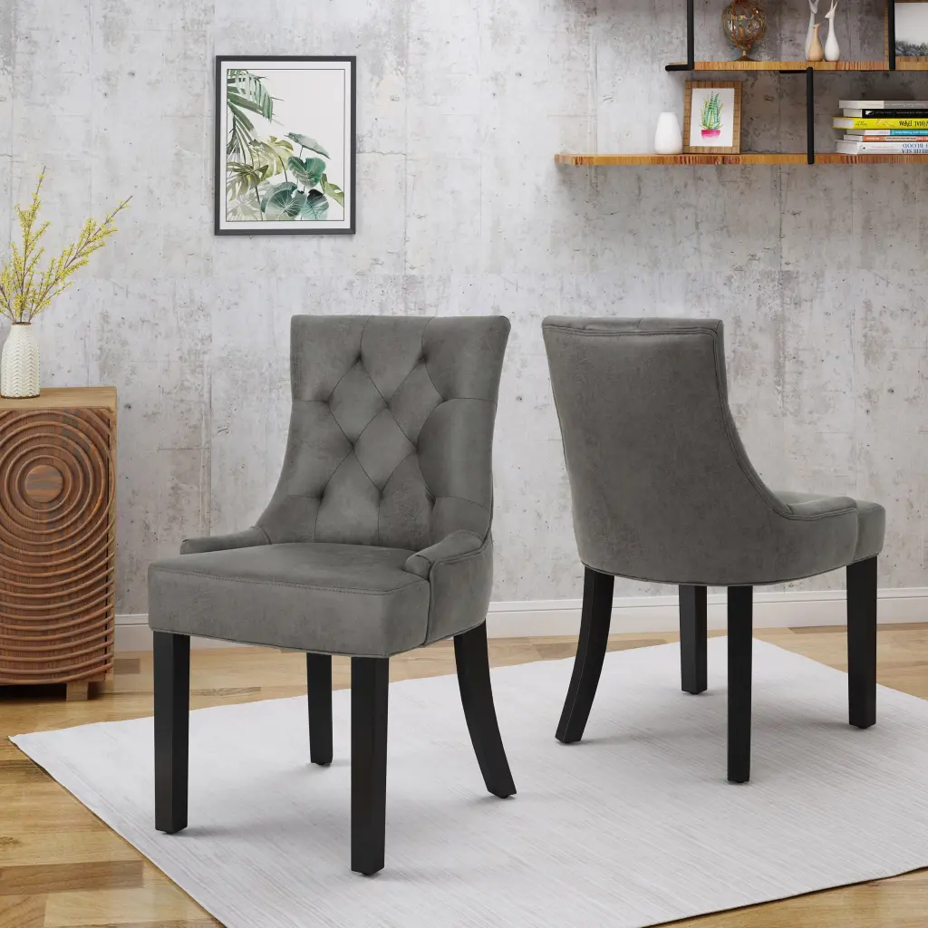 Cheney Dining Chair KD MP2 Set 2 Slate Microfiber nh-cloudhouse