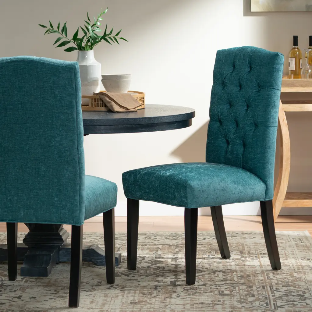 Harriet Kd Tufted Dining Chairs Set 2 Green Material nh-cloudhouse