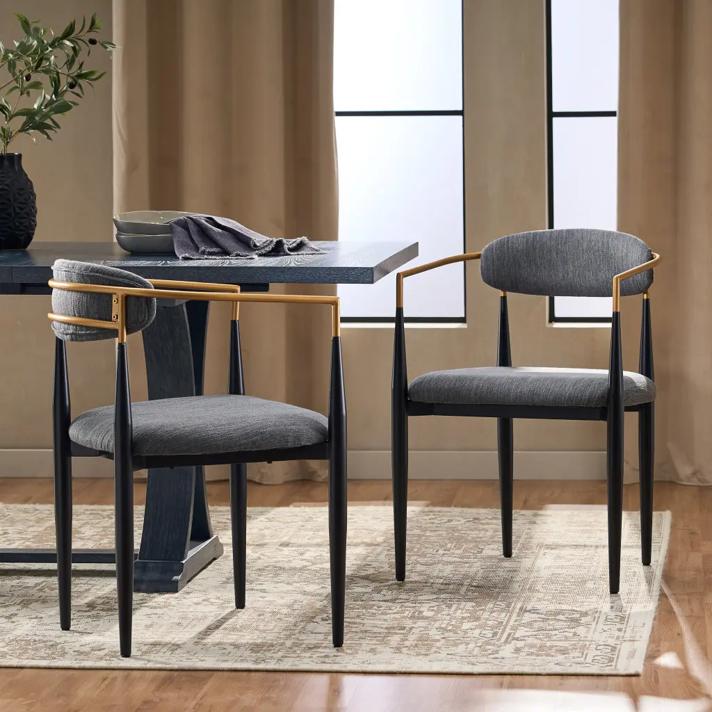 Dining Chair Set 2 Charcoal Material Modern Kitchen Chairs nh-inmax
