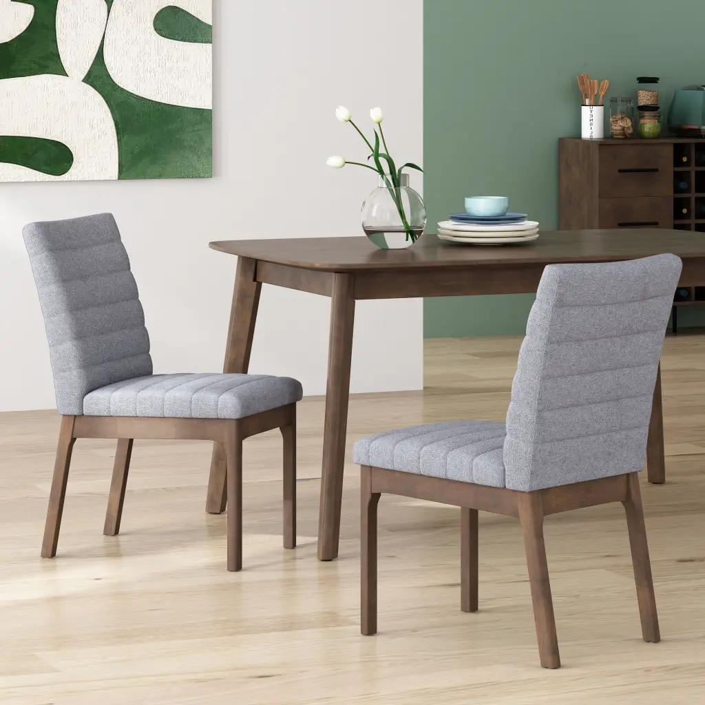Dining Chair Set 2 Dark Grey Fabric nh-inmax
