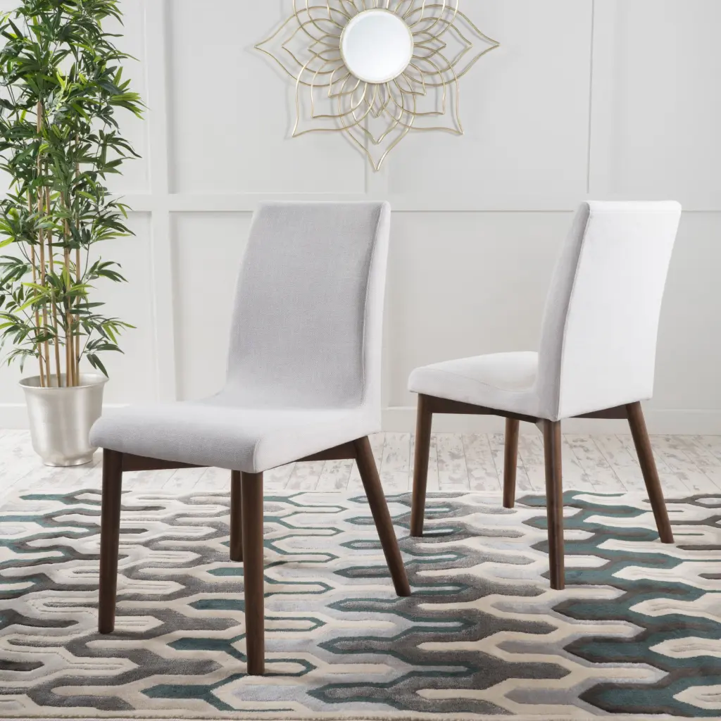 Dining Chair Set 2 Light Beige Fabric Modern Kitchen Side Chairs nh-inmax