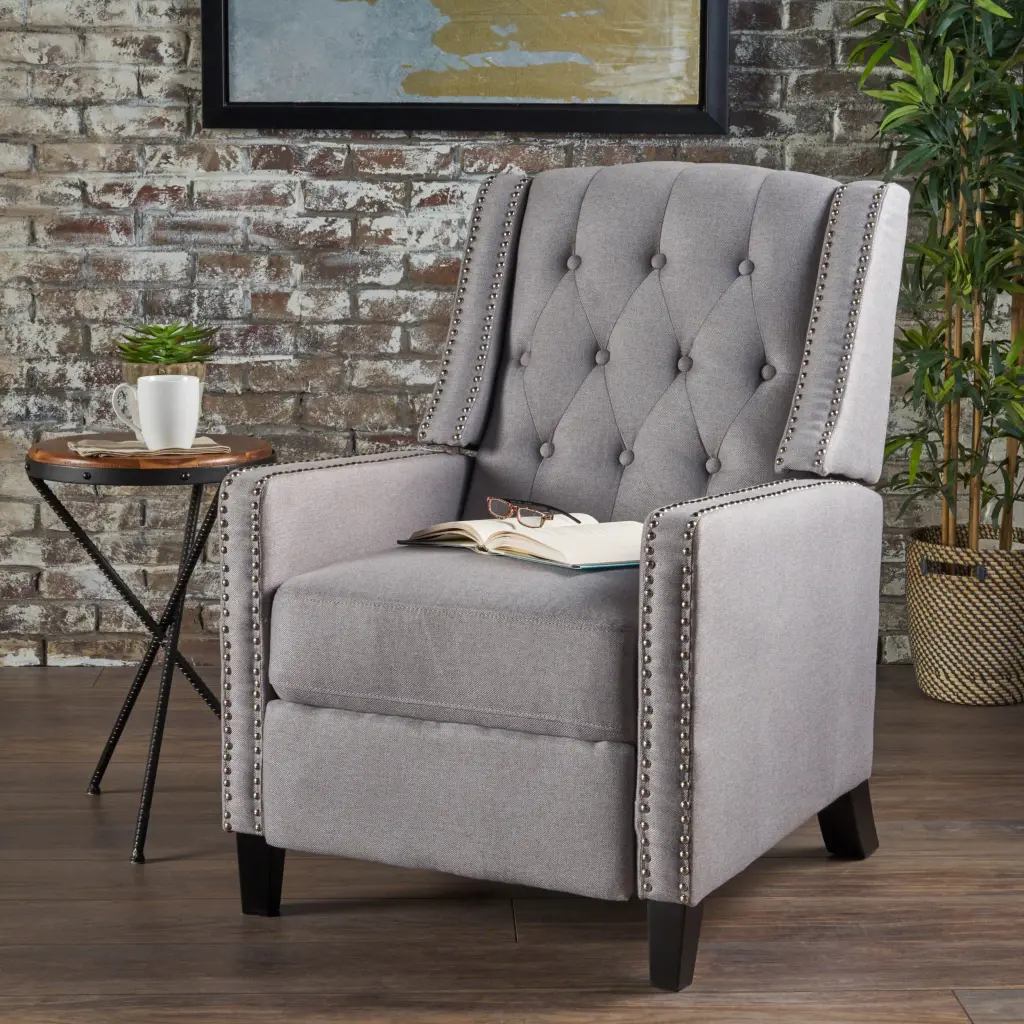 Timeless Light Grey Push Back Chair Modern Upholstered Dining Chair nh-ocean furniture