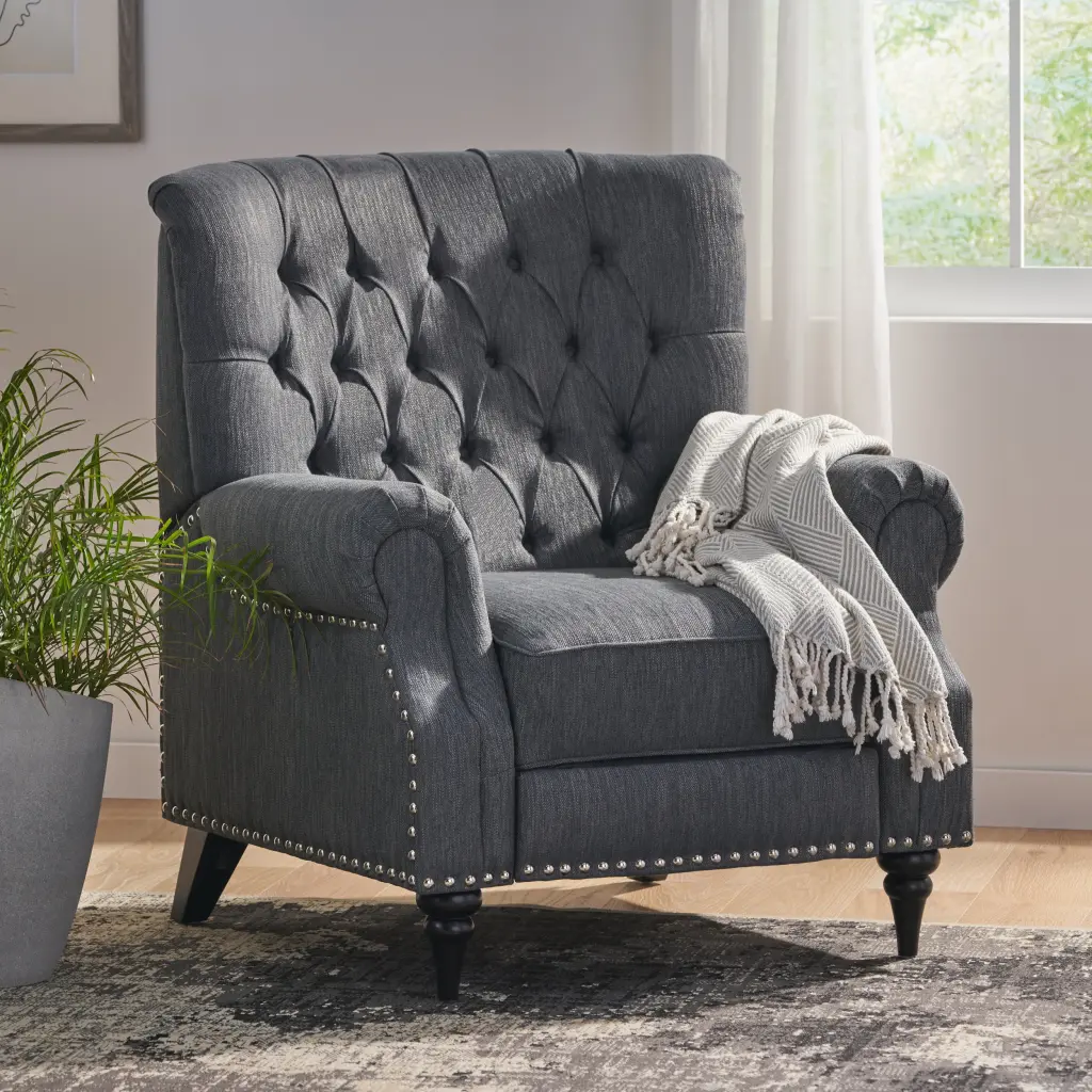 Timeless Style Charcoal Push Back Chair - Modern Upholstered Dining Chair nh-ocean furniture