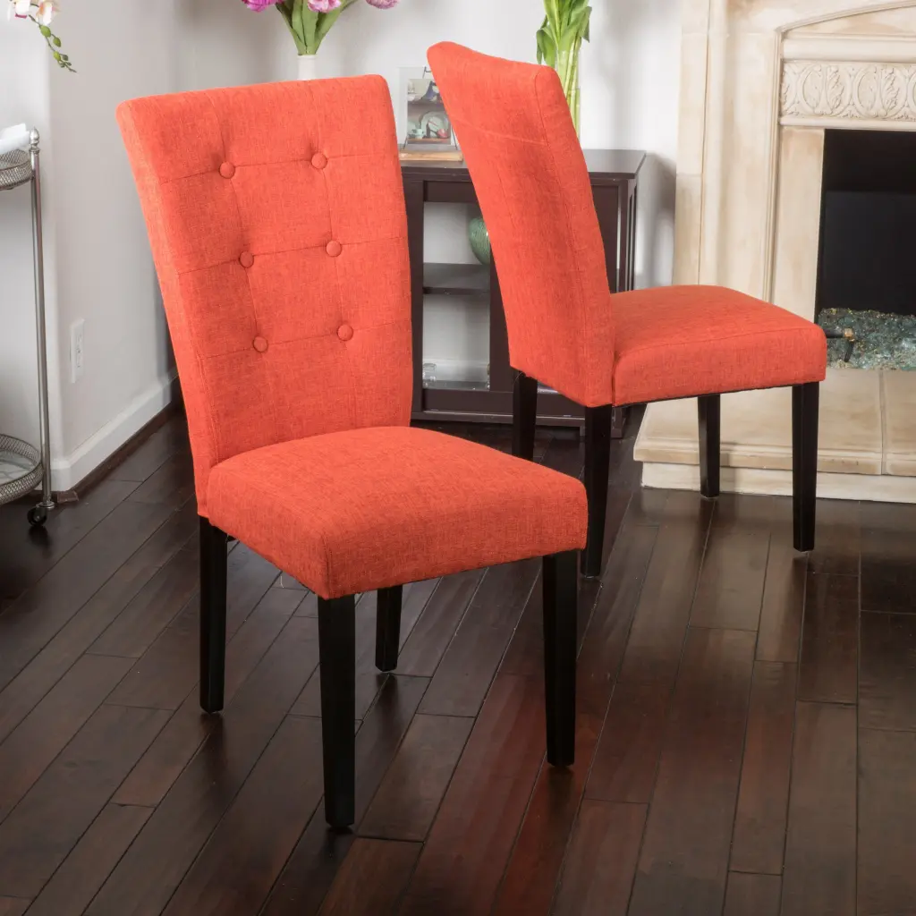 Angelina KD Tufted Dining Chair Orange Velvet Modern Kitchen nh-perfect home